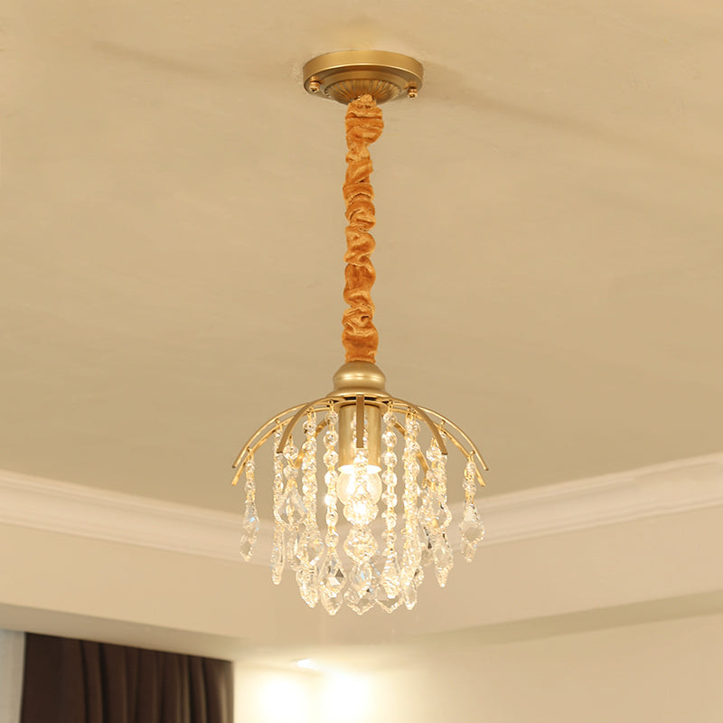 Braccio curvo oro a sospensione lampada da lampada in metallo 1 kit lampadario portico lampadina con accento cristallino