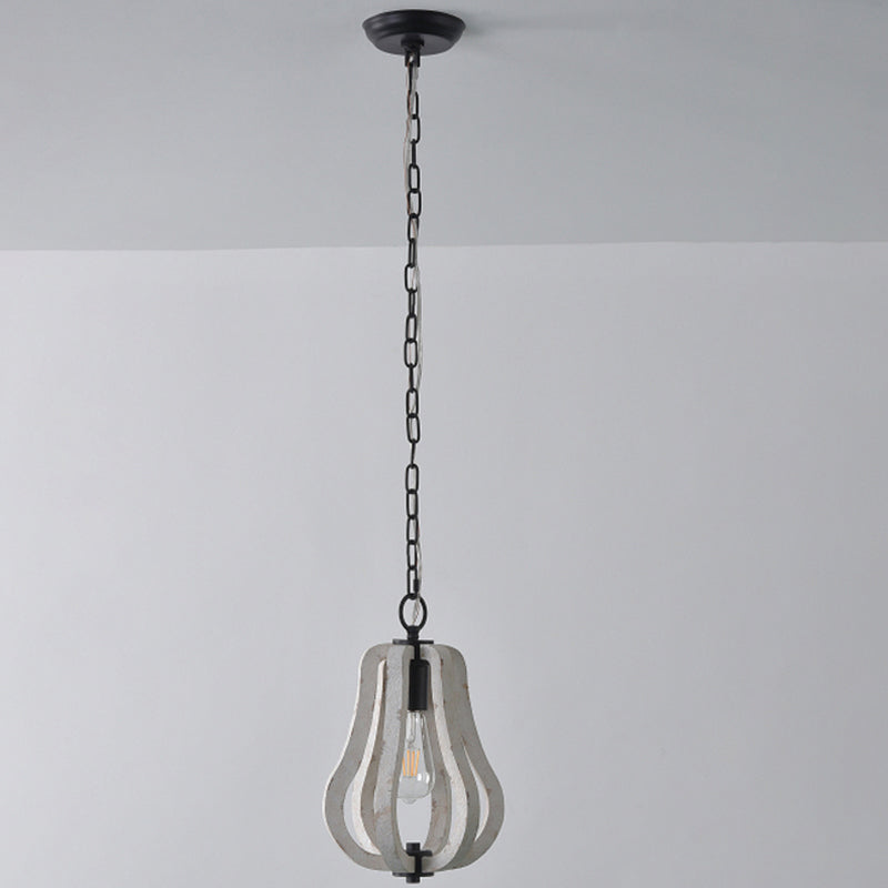 1 licht gekooide hanglichtkit Classic Distressed White Wood hangende verlichting voor eetkamer
