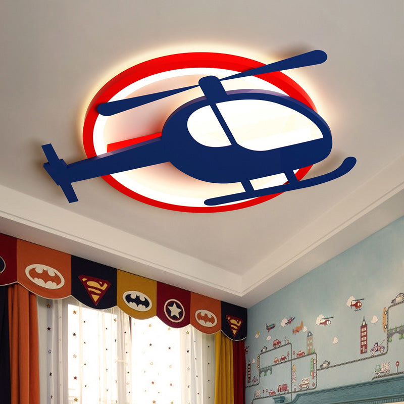 Hélicoptère à DEL Ceiling Fixture Kid Acrylique Flush Mount Light for Baby Bedroom