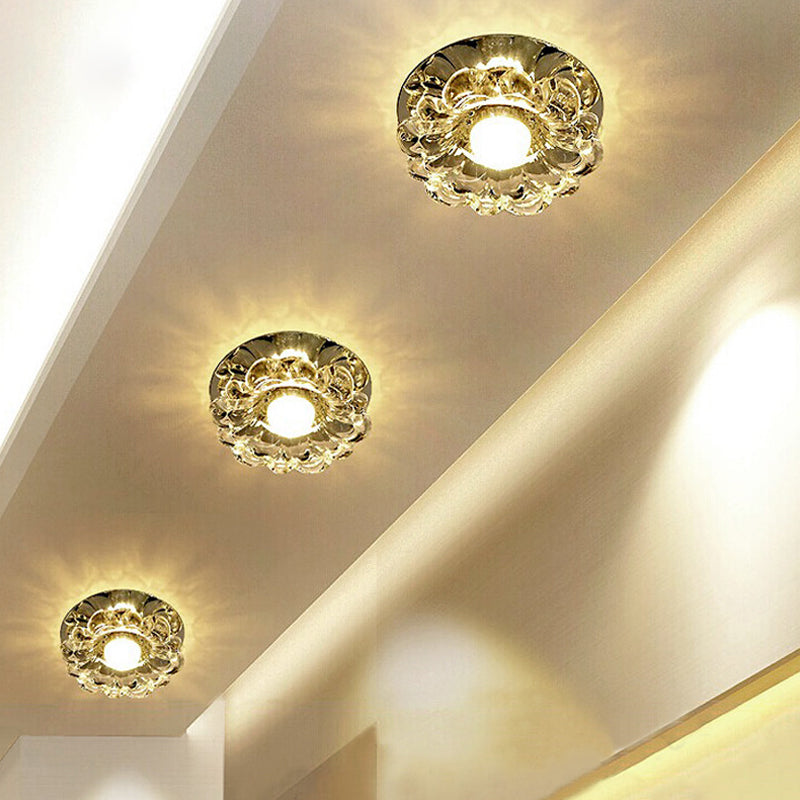 Floweret Flush Mount Lamp Modernity Amber Crystal LED Ceiling Light Fixture for Porch