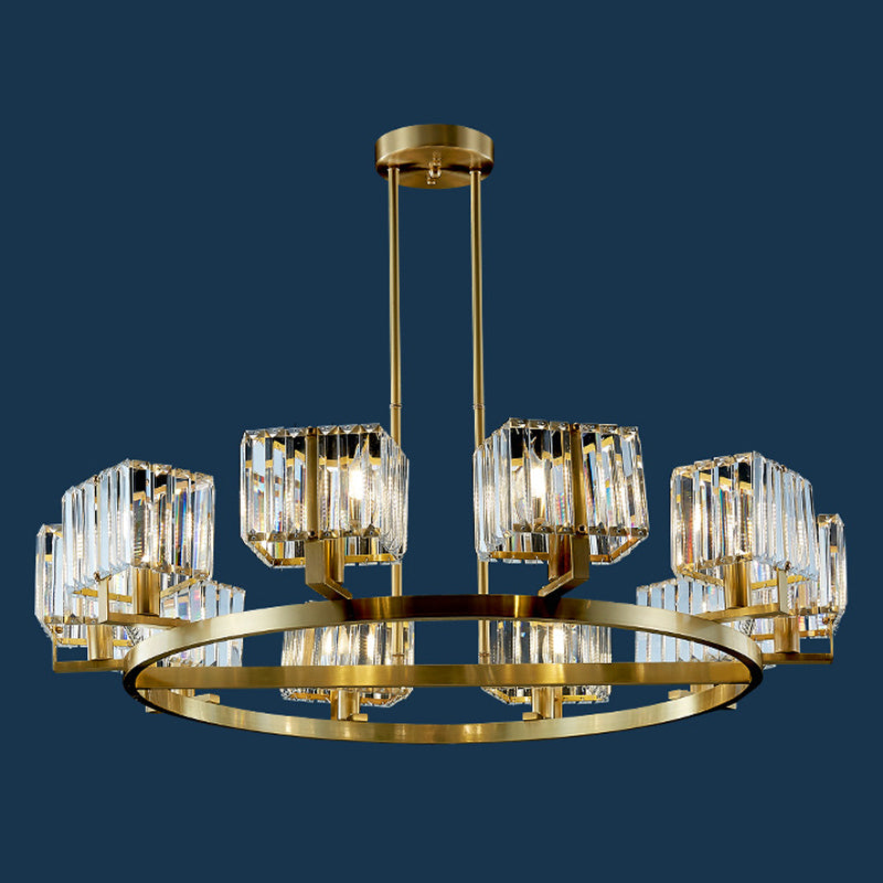 4/8/10 Bulbe Rectangle Pendant lampe Postmodern Gold Circular Room Chandelier