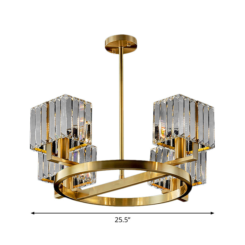 4/8/10 Bulbe Rectangle Pendant lampe Postmodern Gold Circular Room Chandelier