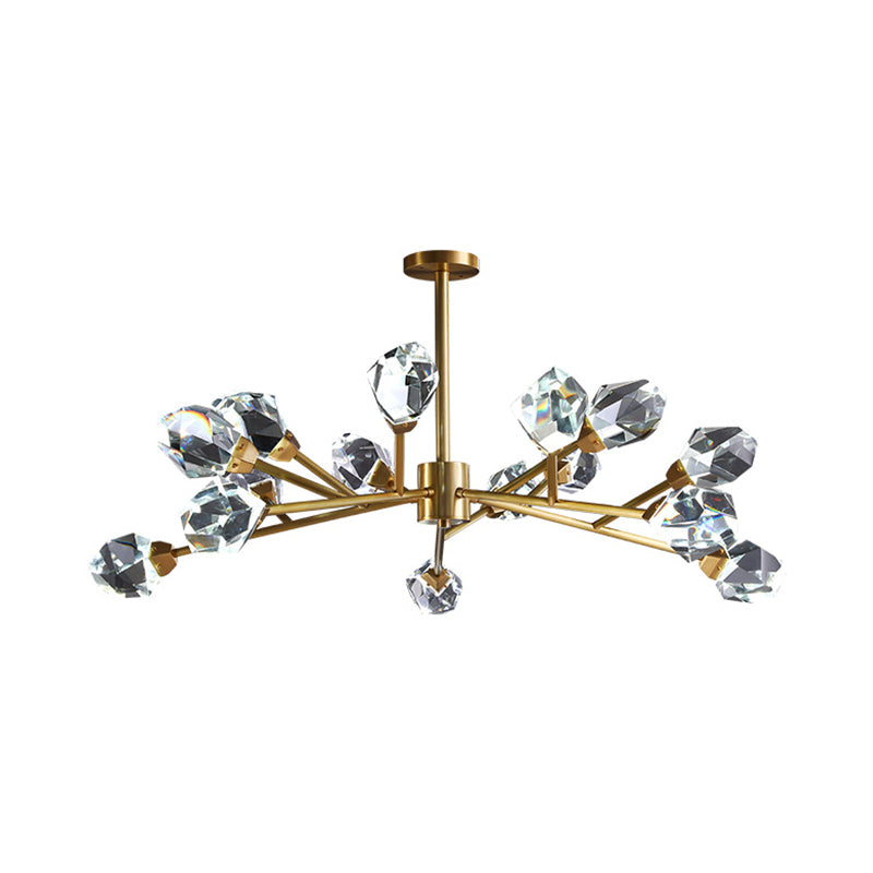 Chandelier en laiton Chandelier Crystal Block 9/12 / 18-Light Room Suspension Pendentif