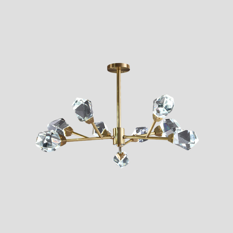 Chandelier en laiton Chandelier Crystal Block 9/12 / 18-Light Room Suspension Pendentif