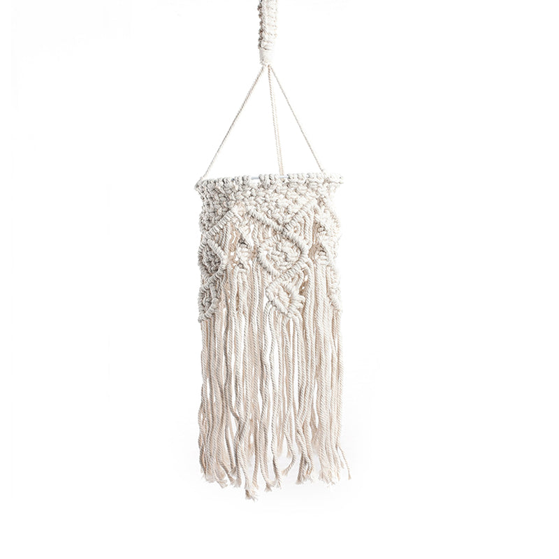 Wit geweven franje druppel hanger klassiek hennep touw 1 lamp woonkamer hangend plafondlicht