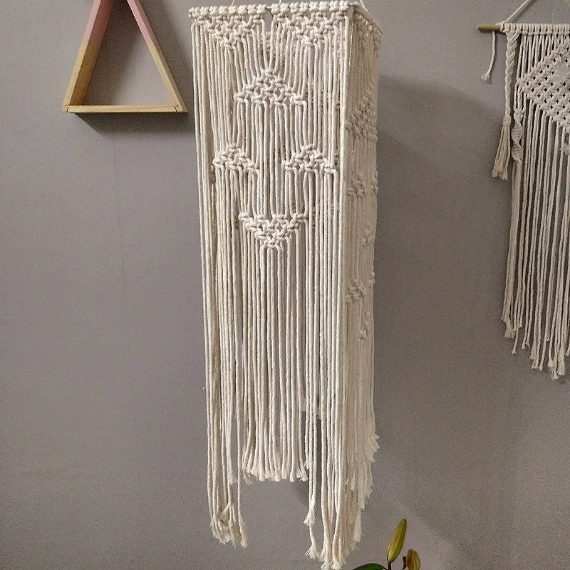 Bianco 1 Pendulum a pendolo tradizionale corda tradizionale lampada sospensione rettangolo intrecciata per camera da letto