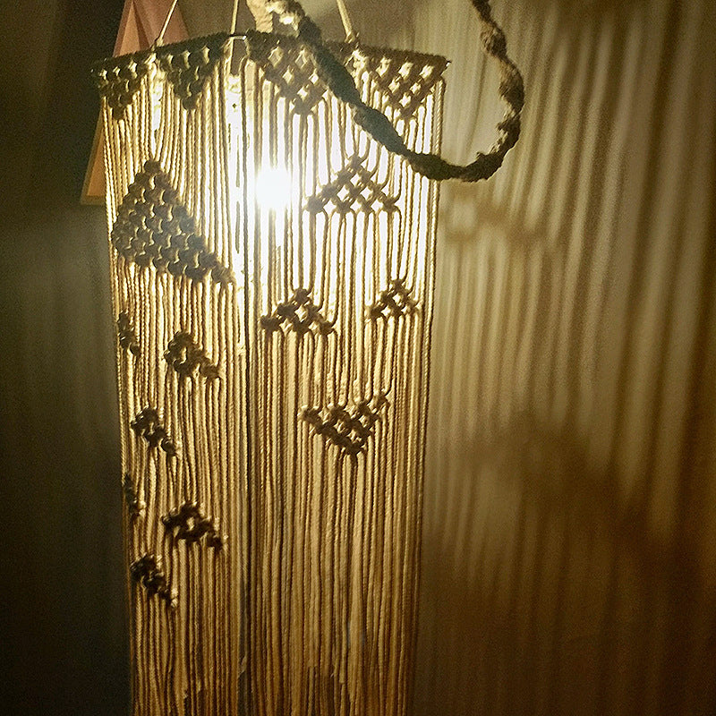 Bianco 1 Pendulum a pendolo tradizionale corda tradizionale lampada sospensione rettangolo intrecciata per camera da letto