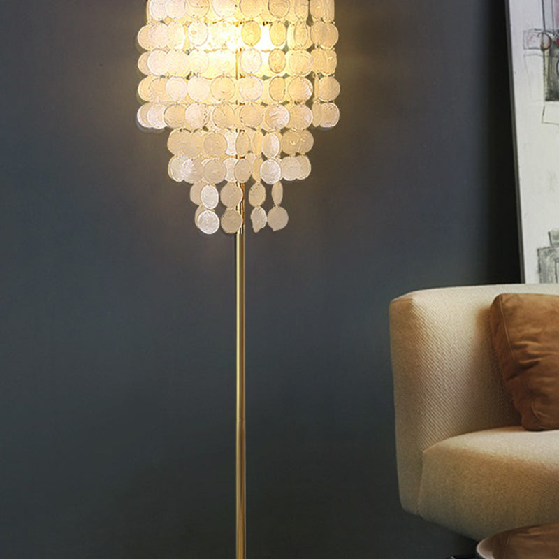 Shell Cascading Bodenbeleuchtung Klassiker 1 Glühbirnen Wohnzimmer Stehlampe in Gold