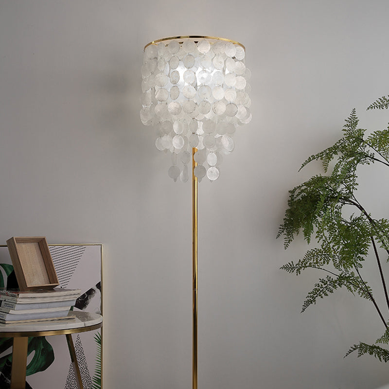 Shell Cascading Bodenbeleuchtung Klassiker 1 Glühbirnen Wohnzimmer Stehlampe in Gold