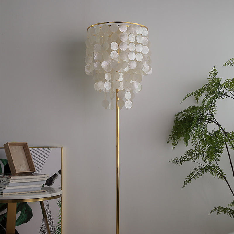 Shell Cascading Bodenbeleuchtung Klassiker 1 Glühbirnen Wohnzimmer Stehlampe in Gold