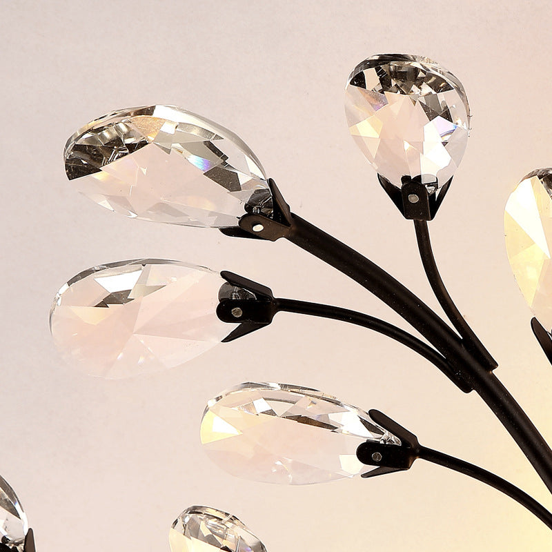 Crystal Semi Flush Mount Light Entwining Branch Countryside Ceiling Mounted Lamp for Bedroom