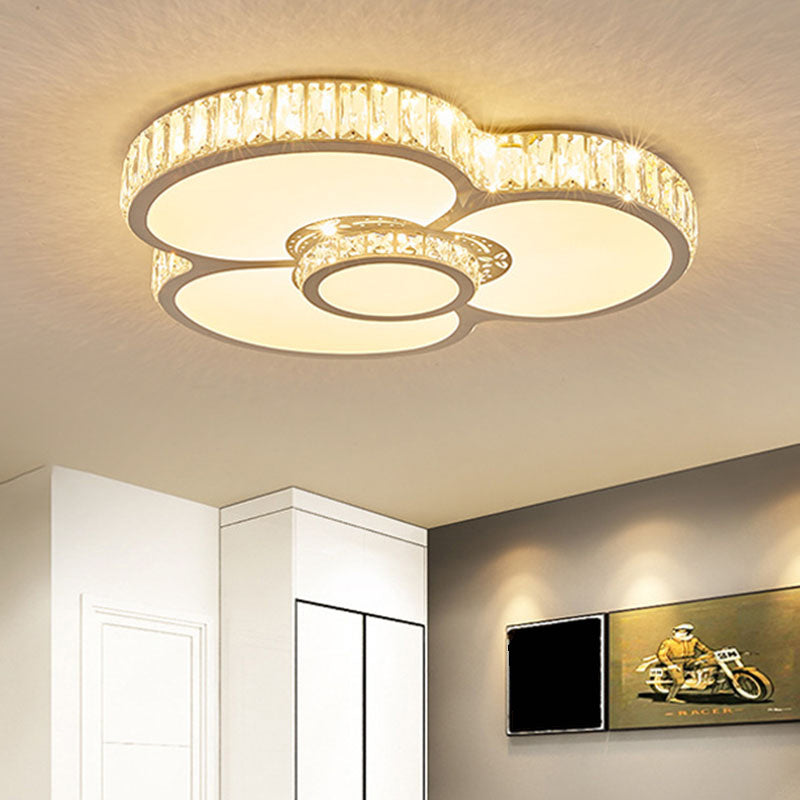 Twisting Flush Mount Lighting Simple Acrylic LED Bedroom Ceiling Light Fixture with Clear Crystal Trim