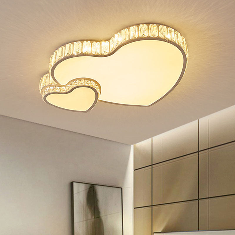 Twisting Flush Mount Lighting Simple Acrylique LED Bedroom Ceiling Light Fixture with Clear Crystal Trim