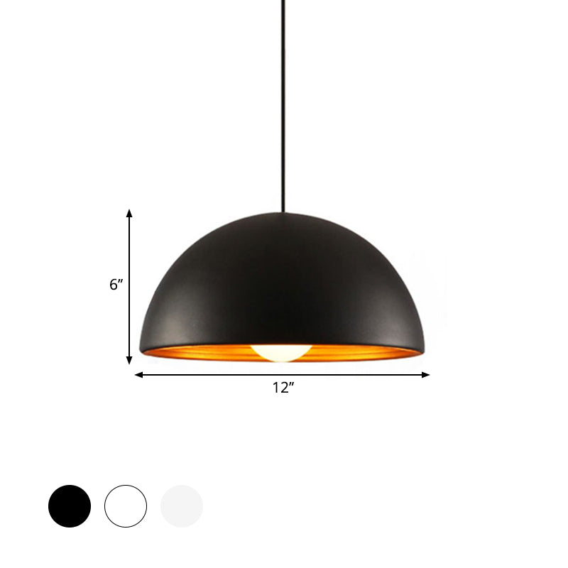 Hemisphere Dining Room Suspension Lamp Industrial Metal 1 Light Down Lighting Pendant