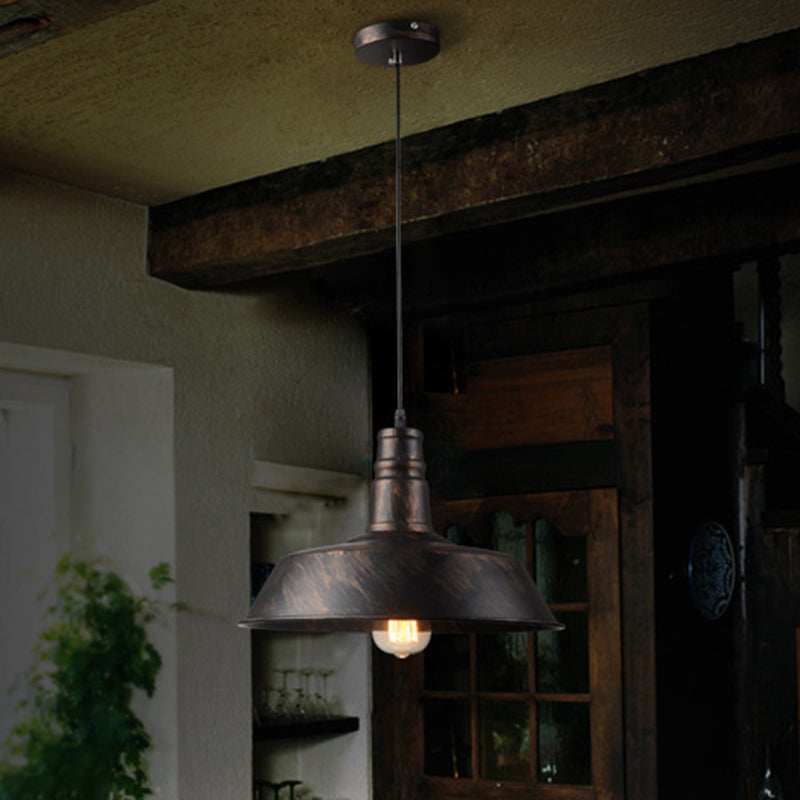 Metallic Hanging Pendant Light Barn Shade 1 Head Industrial Down Lighting for Kitchen