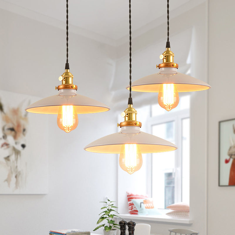 1-Head Drop Pendant Warehouse Saucer Metallic Hanging Light Fixture for Dining Room