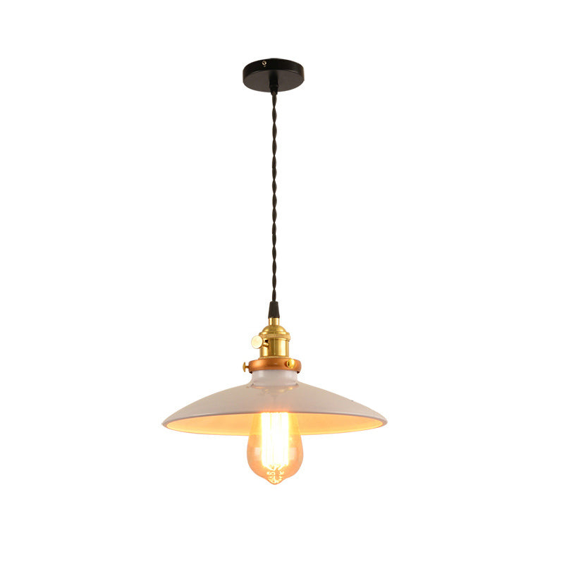 1-Head Drop Pendant Warehouse Saucer Metallic Hanging Light Fixture for Dining Room