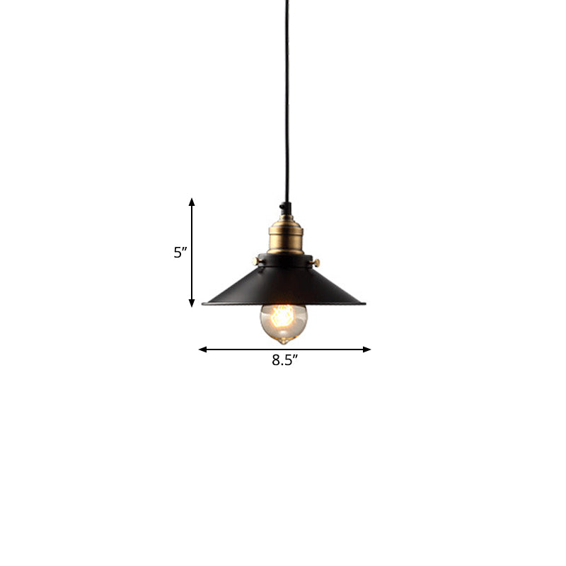 Nero 1 Lampada leggero Lampada Farmhouse Metal Wide Flare Sospensione Lampada sospensione