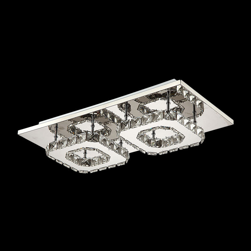 Square Smusso Crystal Massimale Flush Monte Modernst LED Chrome Flush Light Fixture per Corridore