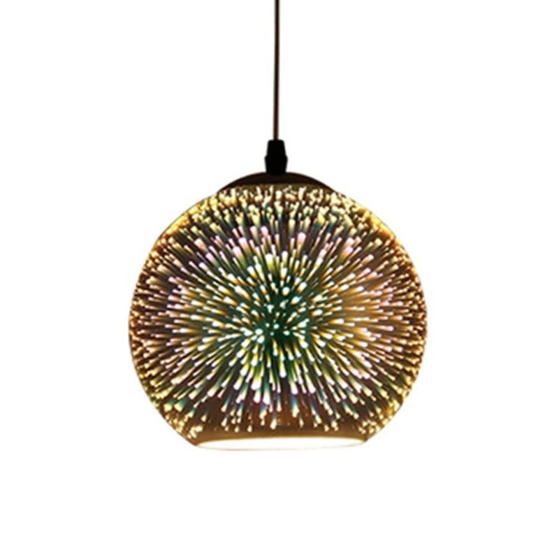 Textured Glass Global Drop Lamp Contemporary 1 Head Pendant Lighting Fixture in Gold