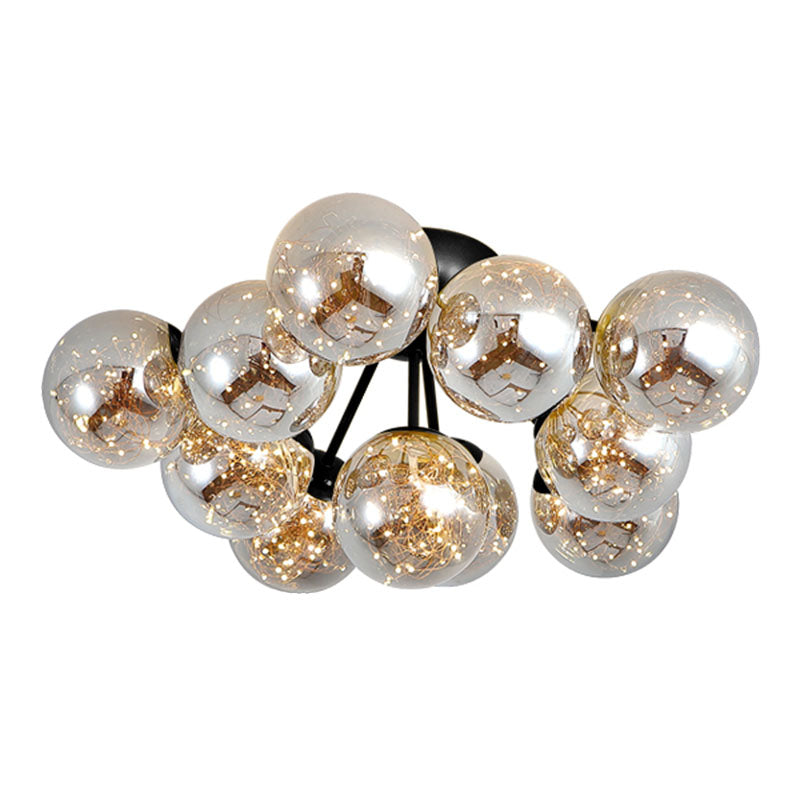 Ball Flushmount Light Modernist Smoke Grey Glass LED Starry Ceiling Lighting for Bedroom