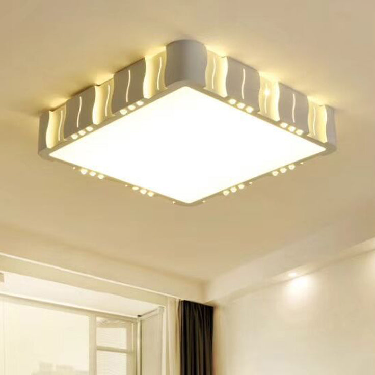 White Square / Round Flush Ceiling Light Modern Acrylique LED Living Room Ceiling Mounted Light in Warm / White Lighting