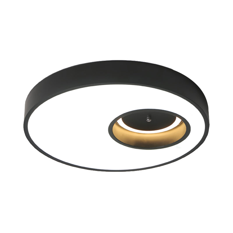 Lampada da soffitto a soffitto con paralume rotondo nero/bianco Lampada da soffitto a LED per camera da letto con illuminazione contemporanea in acrilico caldo/bianco, larghezza 18"/23,5"