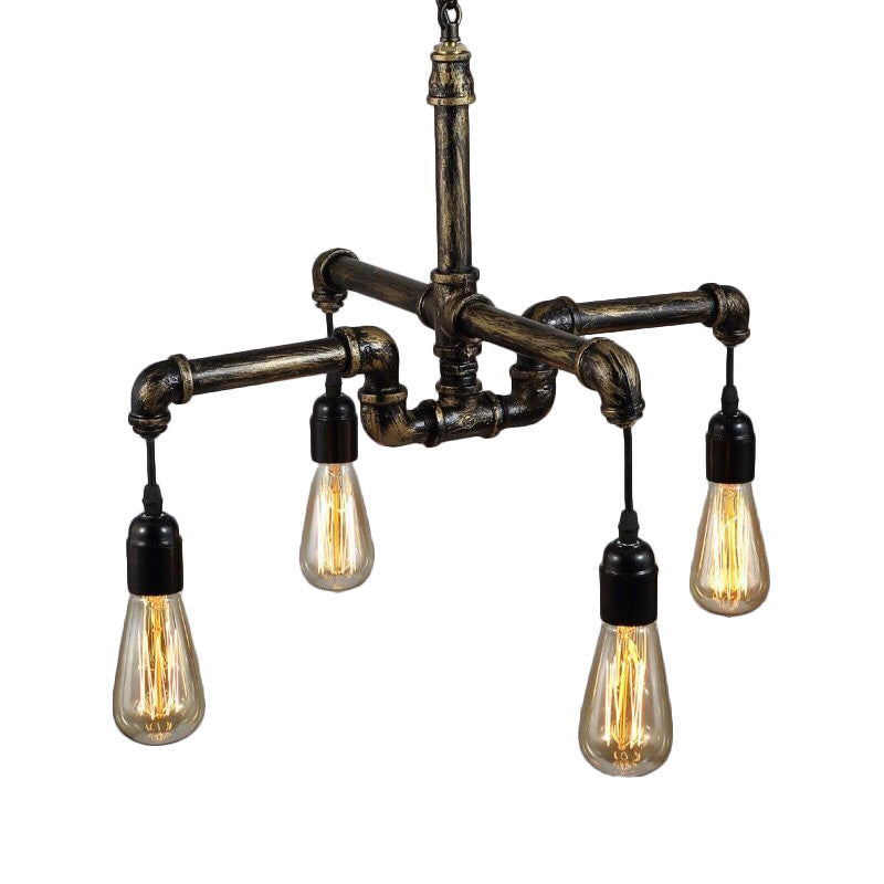 Bronze exponierte Glühbirnenleuchter Lampe Industrial Metall und Glas 4/6 Leichtes Wohnzimmer hängend Licht hängen