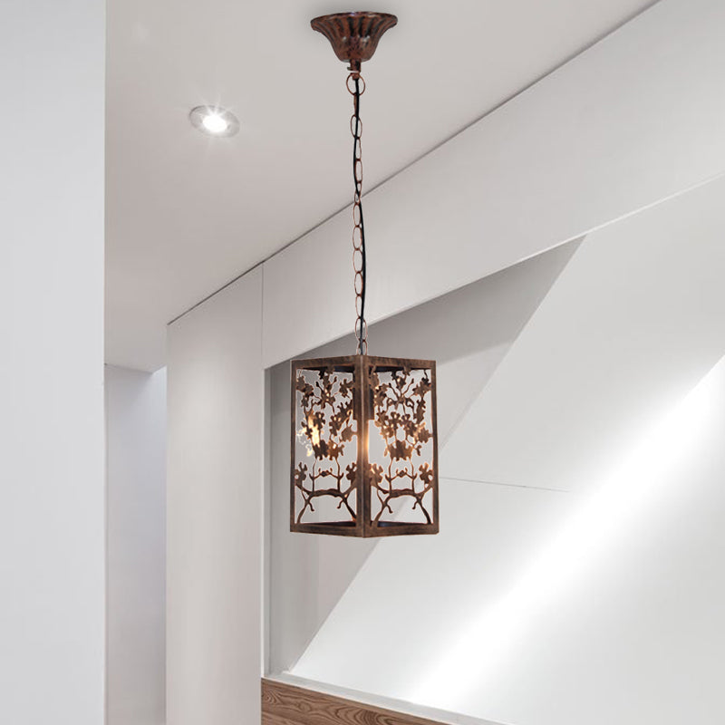 Rustumpkin/neve/ramo del soffitto a sospensione Luce tradizionale in metallo tradizionale 1 soggiorno lampada sospesa con gabbia