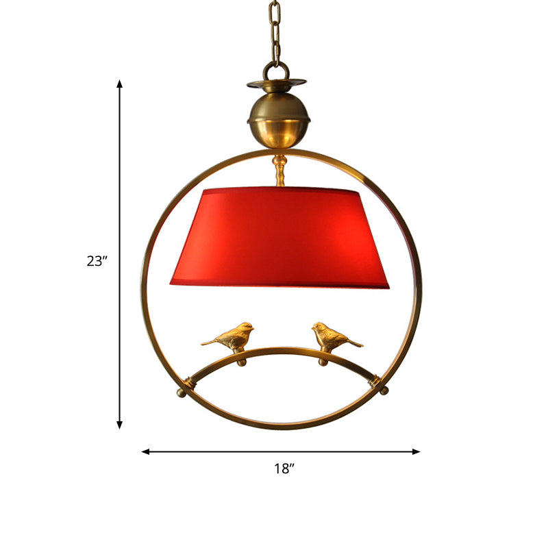 Stof conische hanglamp traditioneel 1 lichte woonkamer hangend plafondlicht in wit/zwart/rood