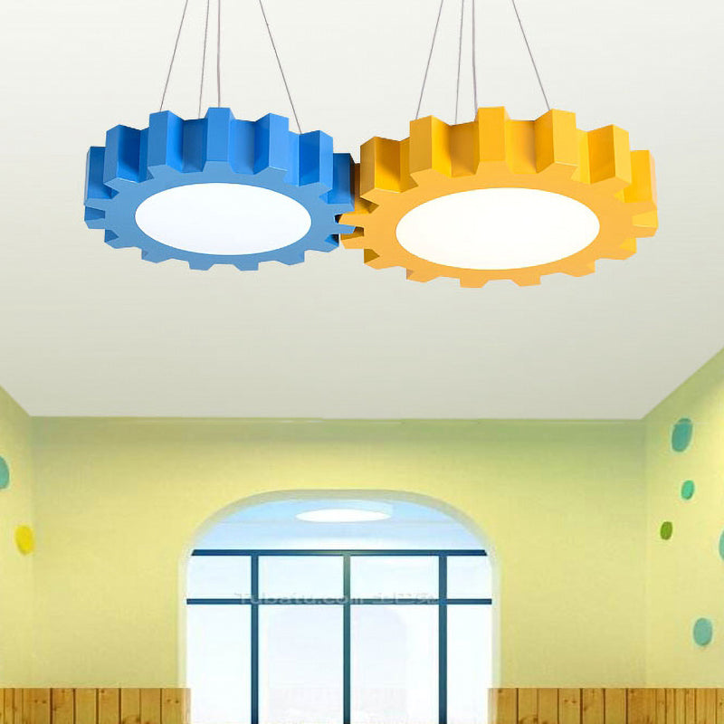 Creative Gear Pendant Light Acrylic Candy Colored LED Suspension Light for Kindergarten