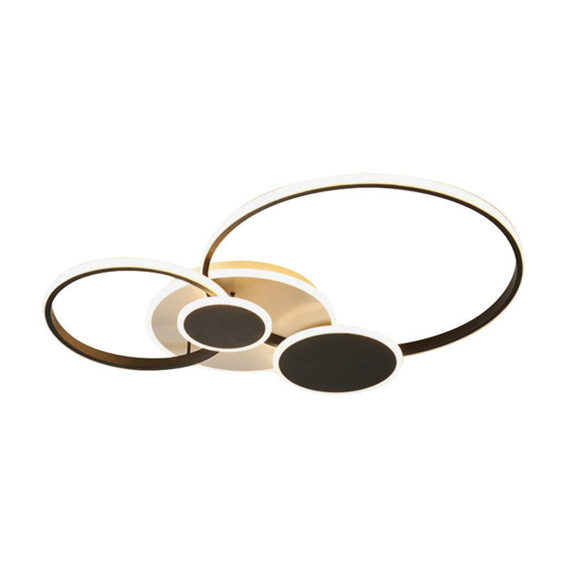 Metallic Rings Flushmount Lighting Modernism LED Semi Flush Ceiling Light in Black (The customization will be 7 days)