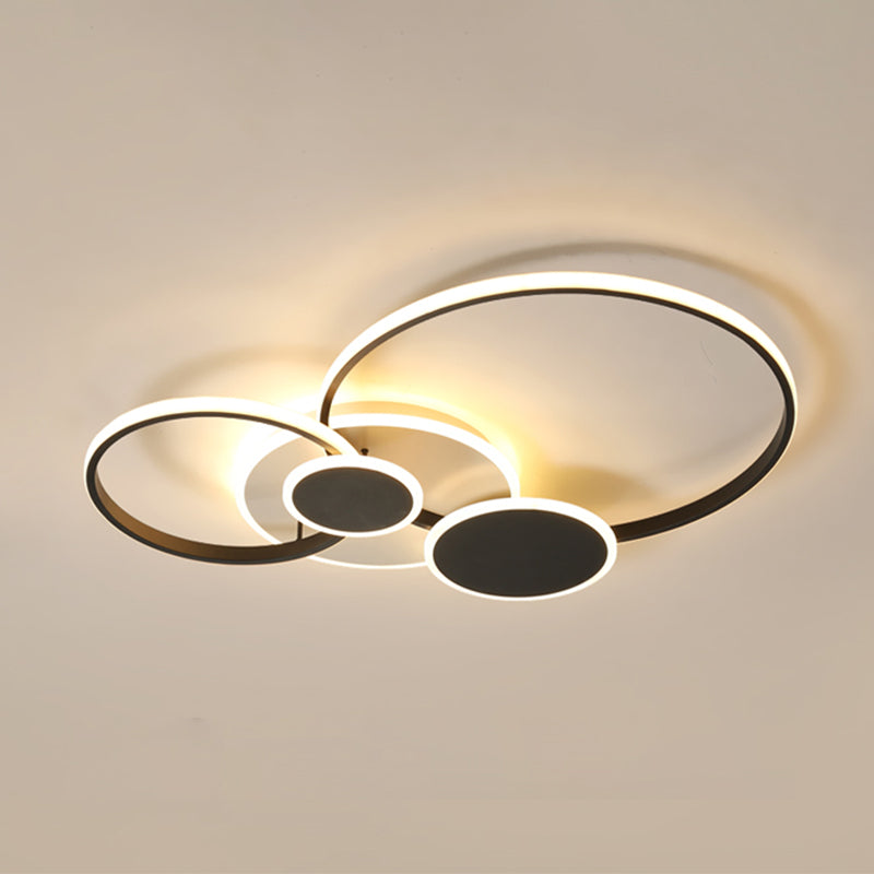 Metallic Rings Flushmount Lighting Modernism LED Semi Flush Ceiling Light in Black (The customization will be 7 days)