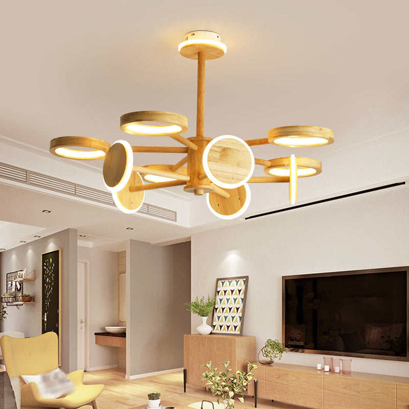 Lustre radial japonais Light Living Room LED LEMPORT DE PROSIDE DE PROBLÈME EN BEIGE