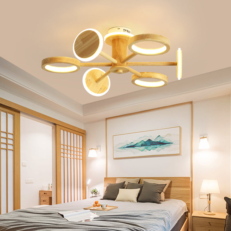 Lustre radial japonais Light Living Room LED LEMPORT DE PROSIDE DE PROBLÈME EN BEIGE