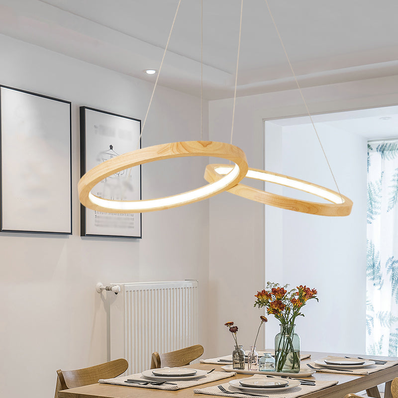 Lustre en bois en forme d'anneau LED MODERNE MODER