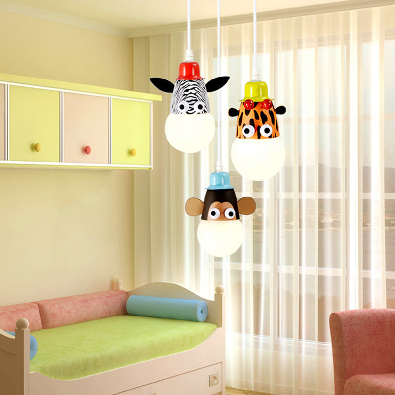 Animal Baby Bedroom Pendant Light Metal Modern Cartoon Hanging Light