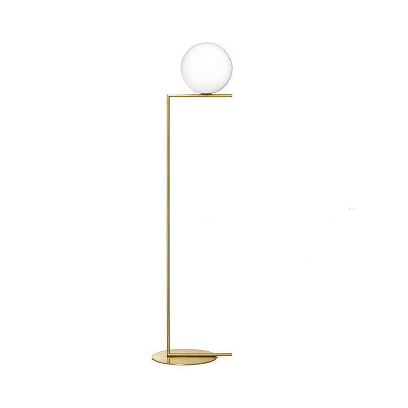 Ball Living Room Floor Lighting Opal Glass 1-Light Contemporary Standing Lamp in Gold