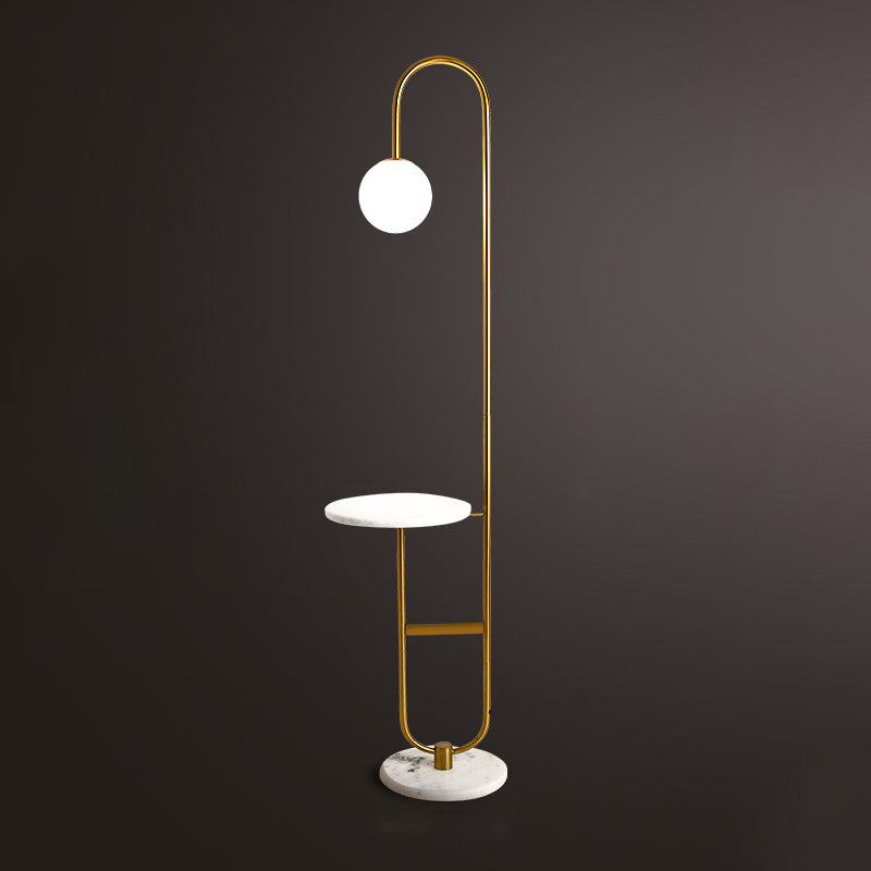 Milky Glass Ball Standing Floor Light Nordic 1 Head Reading Floor Lamp with Tea Table Decoration