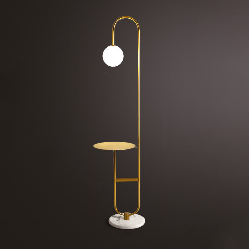 Milky Glass Ball Standing Floor Light Nordic 1 Head Reading Floor Lamp with Tea Table Decoration