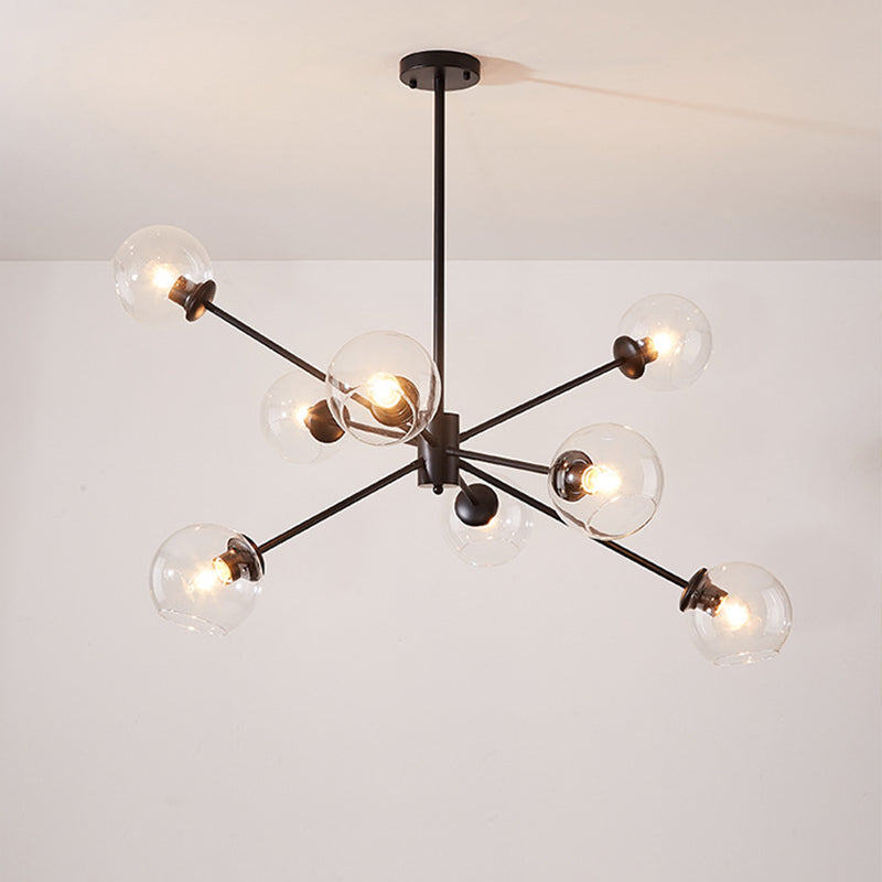 Bubble Clear Glass Chandelier Lamp Minimal 8 Lights Suspension Pendant Light with Sputnik Design