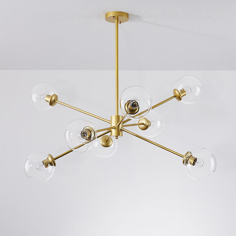 Bubble Clear Glass Chandelier Lamp Minimal 8 Lights Suspension Pendant Light with Sputnik Design