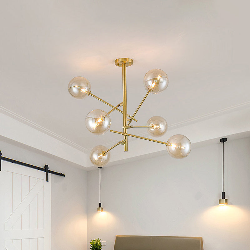 Bubble Pendulum Light Modern Clear Glass Gold Hanging Chandelier for Dining Room