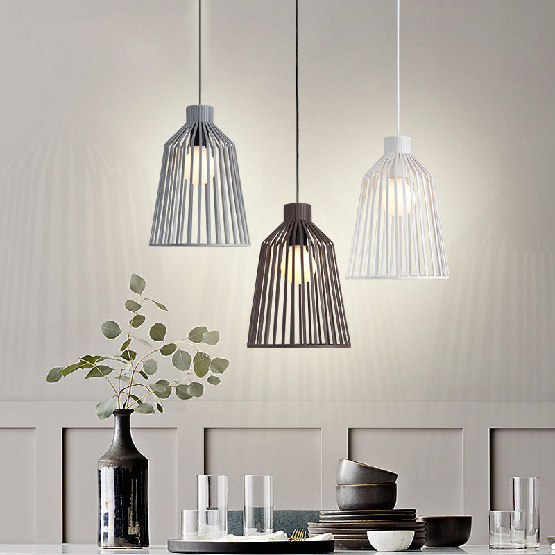 Apparecchiatura da illuminazione a pendente a 1 luce con filo a campana in metallo in stile nordico isola cucina lampada sospesa in grigio/bianco/caffè