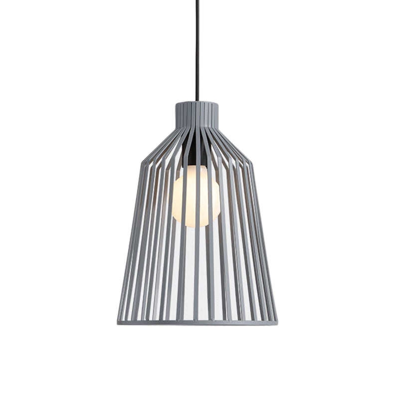 Éclairage pendentif 1-Light avec une cloche Cage en métal Métal de style nordique îlot de cuisine lampe suspendue en gris / blanc / café