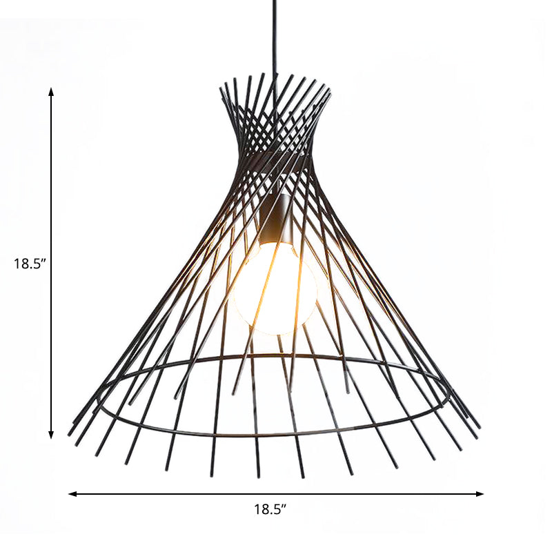 Lampe suspendue à 1 lumière avec ombre à cône de fer moderne îlot de cuisine pendante plafond plafond en noir