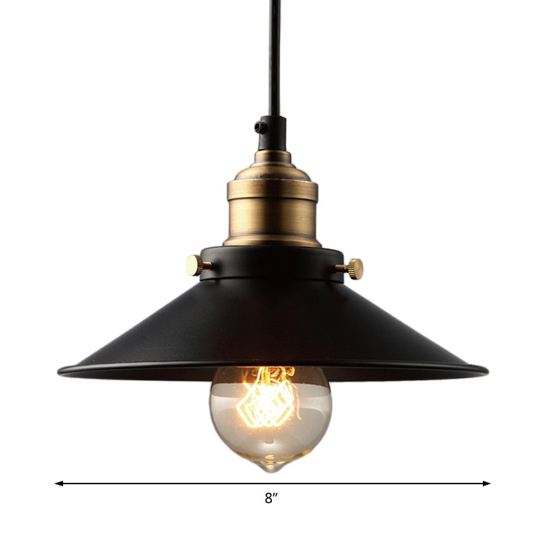 Single Bulb Metal Pendant Ceiling Light Industrial Black Cone Living Room Hanging Lamp