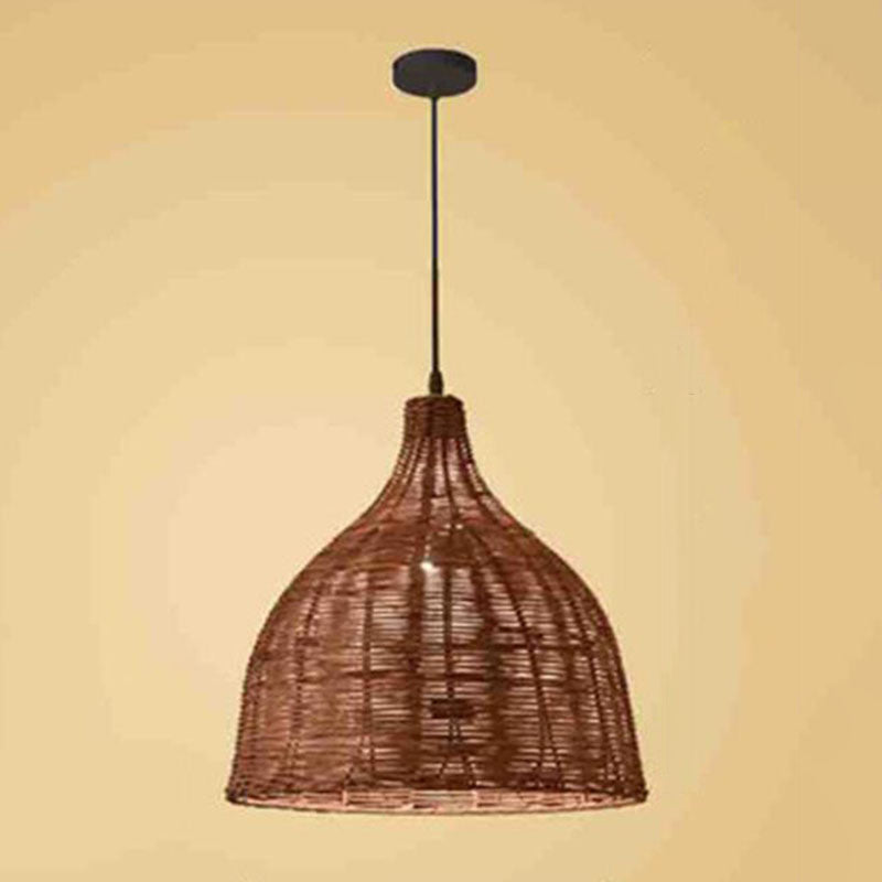 Trumpet Tearoom Ceiling Hang Light Bamboo 1 Head Asian Style Suspension Pendant Lamp