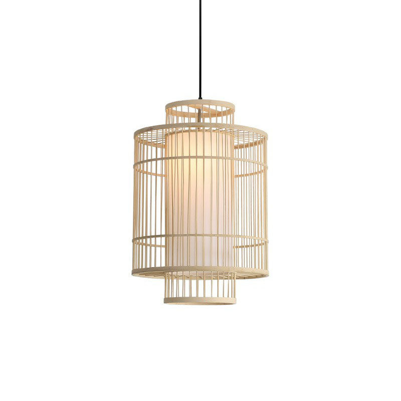 Chinese Palace Lantern Pendant Lamp Bamboo 1 Head Study Room Ceiling Light Fixture