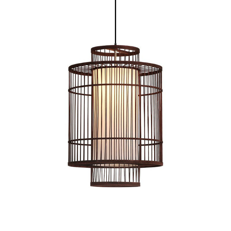 Chinese Palace Lantern Pendant Lamp Bamboo 1 Head Study Room Ceiling Light Fixture